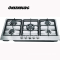 Home kitchen appliance 5 burner stainless steel  built in gas hob
